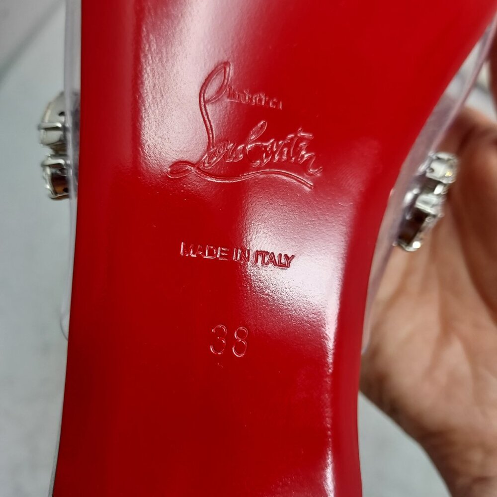 Christian Louboutin Degraqueenie Silver Jewel Flat Wedding Bridal Sandal - Picture 4 of 9